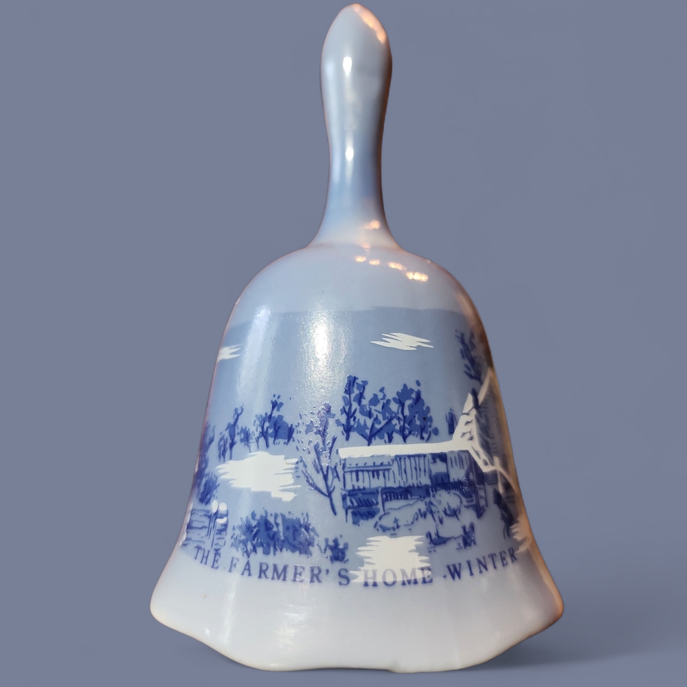 Blue and White Ceramic Bell